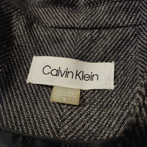 Calvin Klein Womens Petites Herringbone One-Button Blazer Black-Ivory Sz 8 - Picture 4 of 11